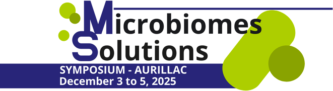 Logo du Microbiomes Solutions Symposium,du 3 au 5 d&eacute;cembre 2025 &agrave; Aurillac dans le Cantal, organis&eacute; par le PEM2i.